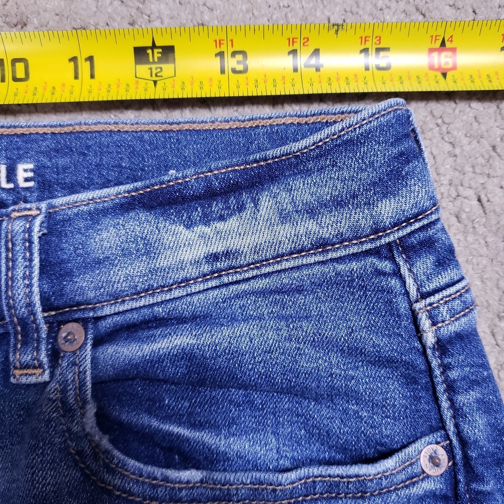 American Eagle Jeans Womens 8 Blue Super High Rise Baggy Straight Cargo Stretch - Picture 6 of 14
